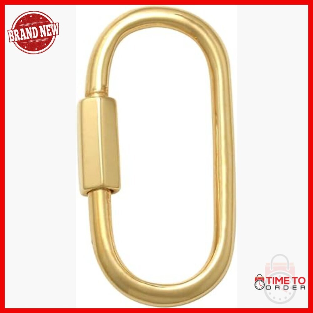 14k Solid Gold Paperclip Carabiner Lock Charm Enhancer Connector